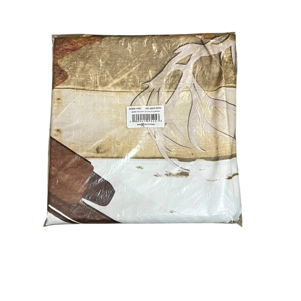 Born to Hunt Shower Curtain with 12 Hooks‎ Deer Buck Rustic Cabin Lodge Hunting
